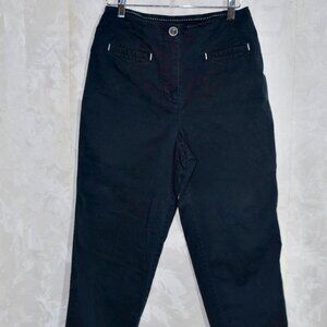 Anthropologie Maeve Women's Size 8 Black Colette Contrast Stitch Crop Pants